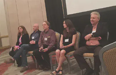 Panelists from left: Fariba Fahroo, Omar Ghattas, David Bader, Karen Willcox and Horst Simon at the Forward-Looking panel during the SIAM Conference on Computational Science & Engineering.