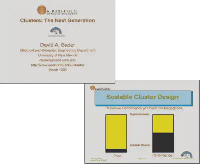 Bader's Chautauqua talk on Linux Supercomputers (slides from March 1999). (Image credit: Courtesy of the author.)