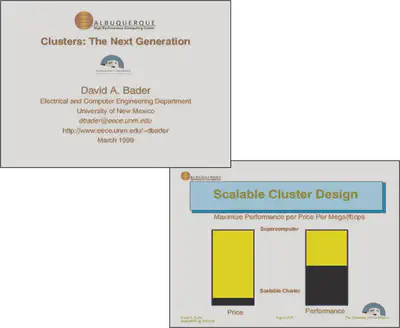 Bader's Chautauqua talk on Linux Supercomputers (slides from March 1999). (Image credit: Courtesy of the author.)