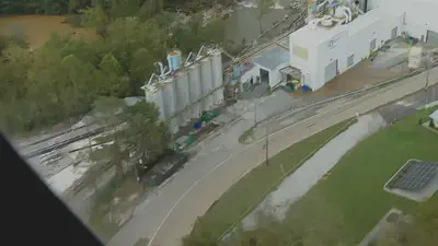 The Quartz Corp facility near Spruce Pine, North Carolina, is seen during a CNN flyover of the area on Monday, September 30. *CNN*