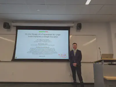 Dr. Oliver Alvarado Rodriguez after successfully defending his PhD thesis at NJIT. Photo posted on LinkedIn by Dr. David A. Bader, NJIT.