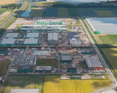 Datacentres and industrial complexes used by Google, Microsoft and Amazon in Medemblik, the Netherlands. *Photograph: Merten Snijders/Getty*