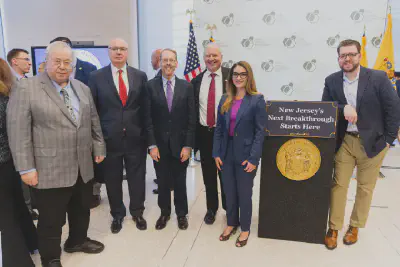 Pictured left to right: Moshe Kam, Michel Boufadel, David Bader, John Pelesko, Jamie Payton and Matthew Bonasia.